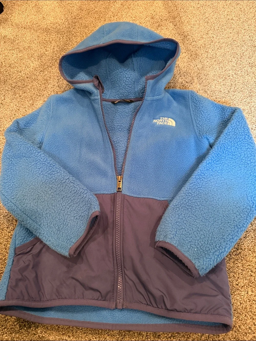 The North Face Kids Two-Tone Blue Hooded Fleece Jacket